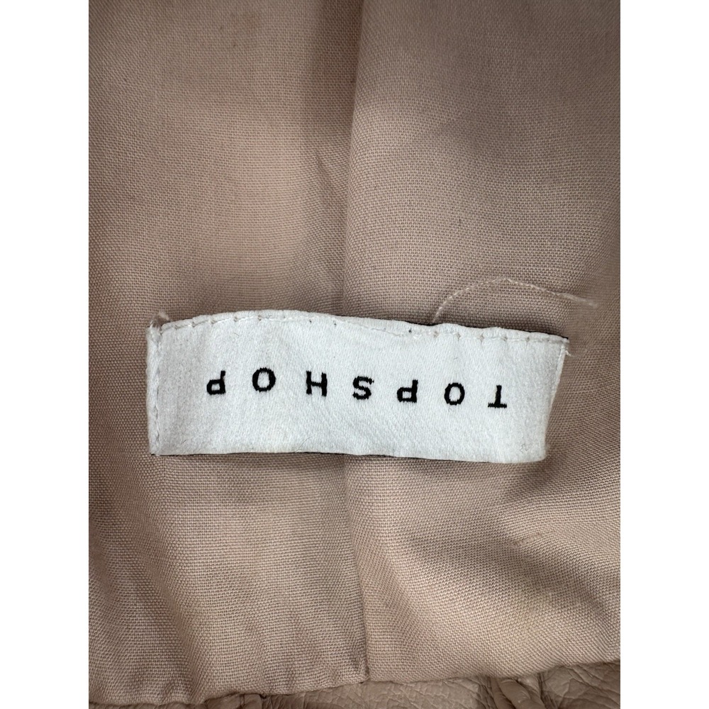 Topshop Leather Jacket Women's Long Sleeve Pink Beige Size 12 - Picture 10 of 16